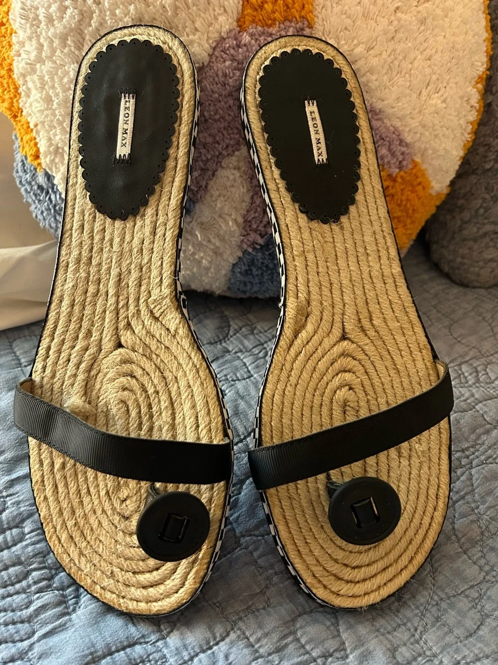 Summer Sandal Sale! Leon Max Espadrille Sandals w Black & White Check Detail